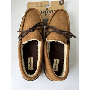 Slippers Mens Size S 7/8 Brown  Fluffy Indoor Outdoor Moccasin comfort